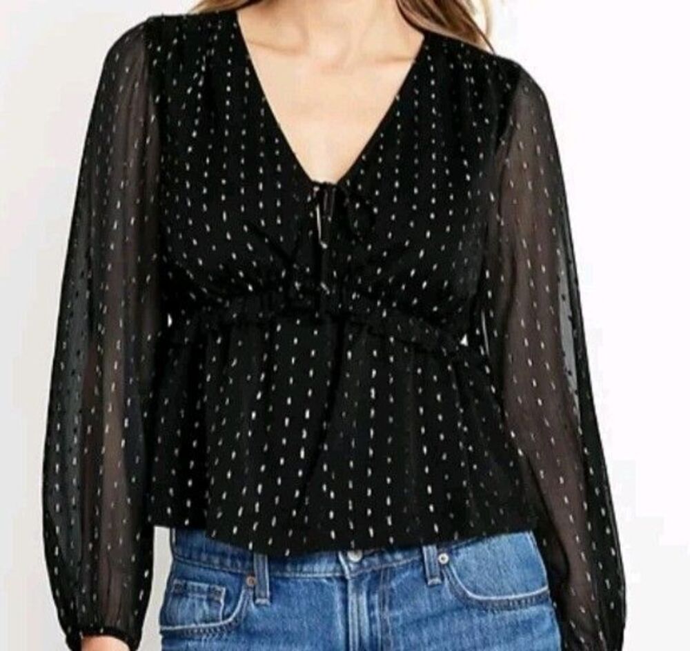 NWT Women's Old Navy Black Sheer Dressy Blouse Size XL TALL READ N6